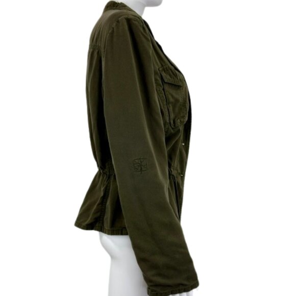 White House Black Market Olive Soft Utility Jacket — Cinched Waist — Size 8 - Picture 4 of 9